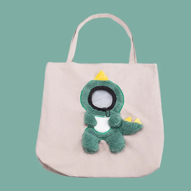 Cartoon Canvas Pet Shoulder Tote Bag - L(0-4kg) / XL(4-8kg), Green/Blue/Yellow