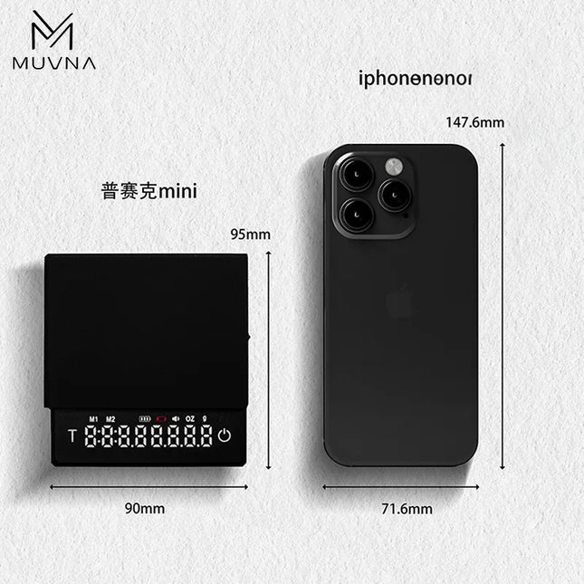 IN Stock MUVNA Prosecco Mini Digital Coffee Scale, 0.1g High Precision Electronic Scale Espresso/Drip Coffee with Tare Function