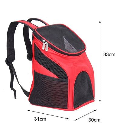 Nylon Mesh Pet Carrier Backpack - 30x31x33cm, EPE Foam Padded, up to 3kg, Red/Black/Blue/Coffee