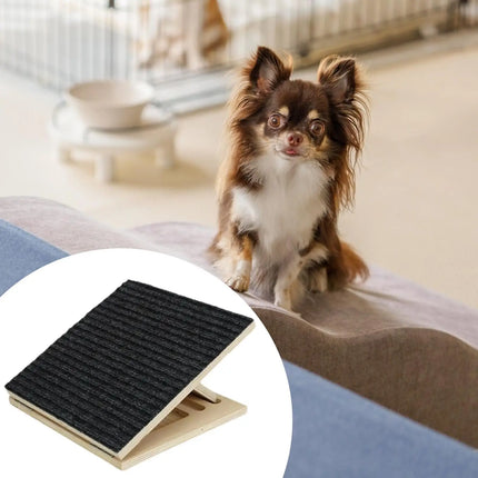 Adjustable Wooden Dog Ramp for Stairs - Compact Non-Slip Step for Small Dogs & Cats