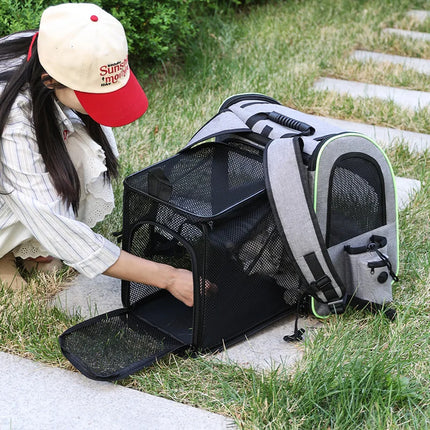 Expandable Cat Carrier Backpack with Shade Cover - Breathable Oxford Mesh, 4 Colors