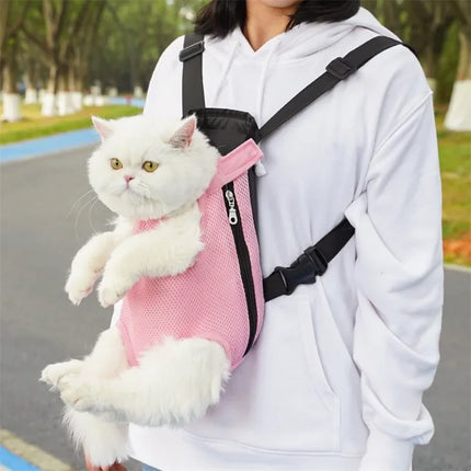 Adjustable Nylon Pet Double Shoulder Backpack - Legs-Out, S/M/L/XL, Hiking & Camping, 7 Colors