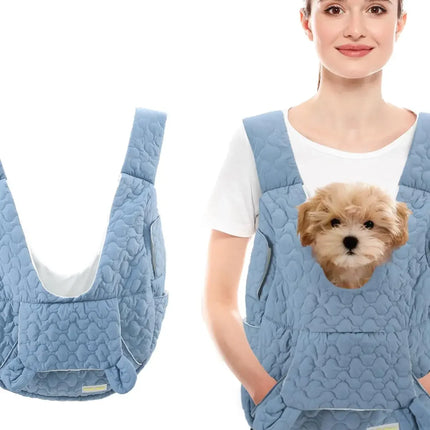 Windproof Waterproof Cotton Pet Chest Bag - Hands-Free Carrier up to 4kg, M, 4 Colors