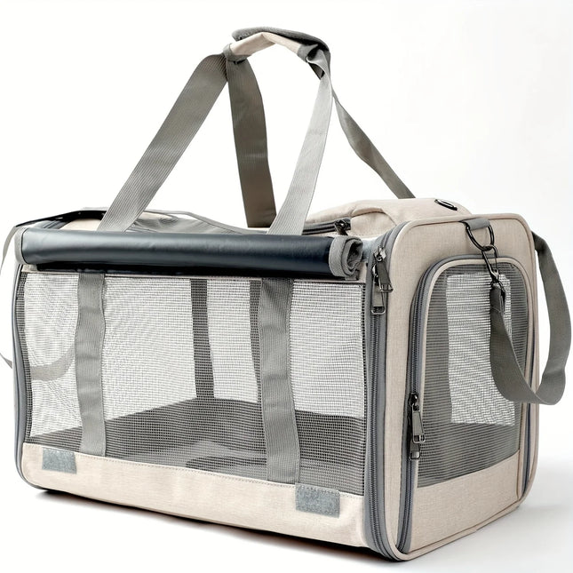 Soft-Sided Pet Carrier for Large & Medium Cats - Polyester, Beige/Gray/Black/Pink/Blue
