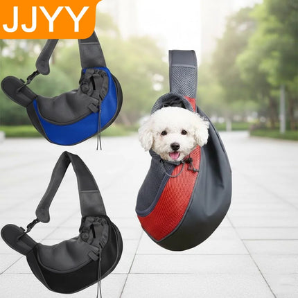 Mesh Nylon Pet Carrier Shoulder Sling - S(up to 4kg) / L(up to 9kg), Black/Red/Blue