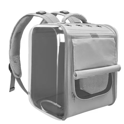 Eco-Friendly Cotton Pet Carrier Backpack - Belt Closure, S/M/L, Pink/Grey