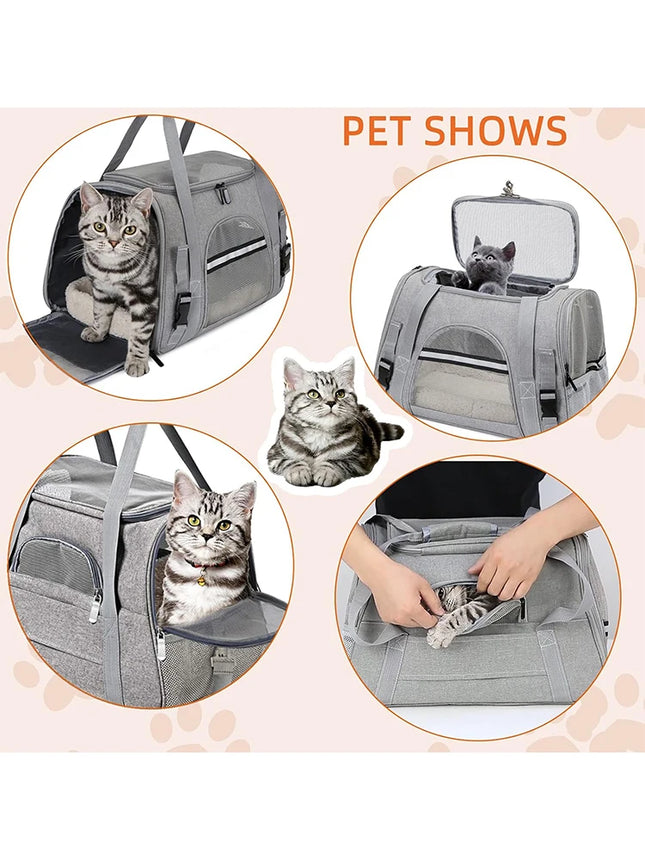 Airline Approved Soft Pet Carrier Bag - up to 20lbs, M/L, with Mat, 5 Colors