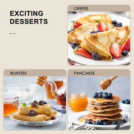 Crepe Maker Machine, Reemix Compact Pancake Griddle Precise Temperature Control, Nonstick 12” Electric Griddle, Batter Spreader