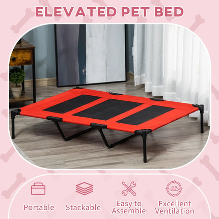 Elevated Dog Bed Portable Pet Cot - 48x36in Breathable Mesh, Metal Frame with Carry Bag