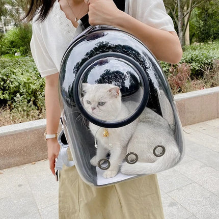 360° Transparent Bubble Cat Backpack Carrier - Spacious, Breathable, Lightweight, Gray/Pink/Black