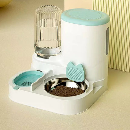 Integrated Cat Bowl Slow Feeder & Water Dispenser Set - Food-Grade Plastic for Cats & Dogs