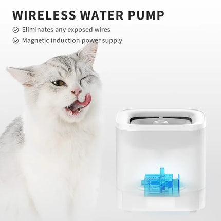 PETKIT 1.85L Super Quiet Cat Water Fountain - Wireless Pump, Auto Power-Off, Filtration 3.0