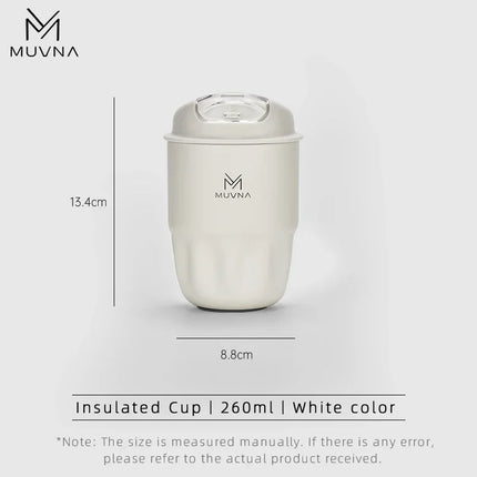 IN Stock MUVNA Coffee Insulated Cup, 260ML/450ML Outdoor Portable Ice Cup Travel Coffee Mug Spill Proof with Lid Car Thermos Cup