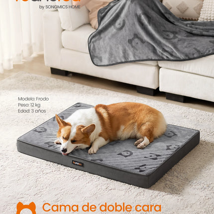 Feandrea Orthopedic Dog Bed - Washable Crate Mattress, Waterproof TPU, 91x68cm, Dove Grey