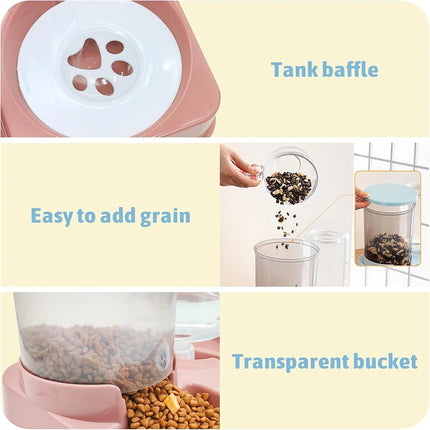 2-in-1 Gravity Pet Feeder & Water Dispenser Set - Tilted Automatic Food and Water for Cats & Dogs