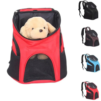 Nylon Mesh Pet Carrier Backpack - 30x31x33cm, EPE Foam Padded, up to 3kg, Red/Black/Blue/Coffee