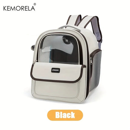 Large Transparent Capsule Pet Backpack - Breathable Outdoor Carrier, Yellow/Pink/Black/Grey