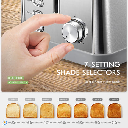 2 slice toaster, Retro Bagel Toaster Toaster with 7 Bread Shade Settings, 2 Extra Wide Slots, Defrost/Bagel/Cancel Function, Rem