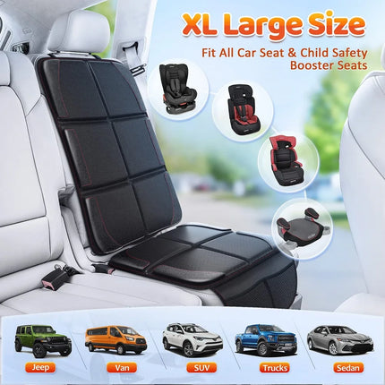 Car Seat Protector for Kids & Pets - 5-Layer Non-Slip Pad with Storage Pockets, Universal Fit