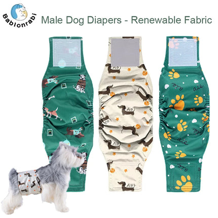 Male Dog Diapers Washable & Reusable - Eco-Friendly Pet Sanitary Wraps, Waterproof Leak-Proof Doggie Diapers Perfect for Puppies