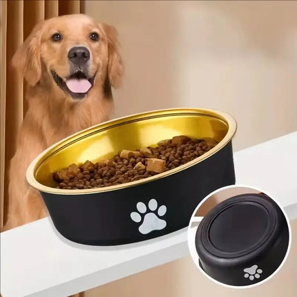 Non-Slip Stainless Steel Pet Dog Bowl - S/M/L, Gold or Brown for Dogs & Cats