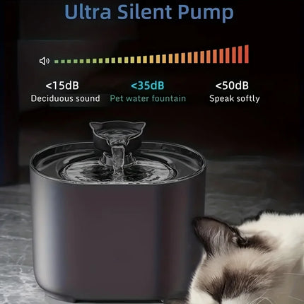 2.2L Whisper-Quiet Pet Water Fountain - Automatic Dispenser, Fresh Filtered Water for Cats