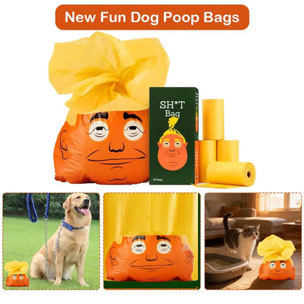 Pet Poop Bag 60 Pcs Trendy Funny New Design Dog Waste Disposal Bag Thickened Durable Pet Sanitation Accessory