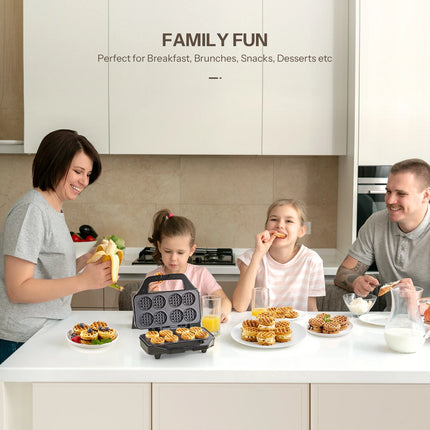 Waffle Maker, Reemix Multi Mini Waffle Iron Bake 8 x 1.8 Inch Small Waffles, Nonstick Waffle Iron with Quick Heat-Up