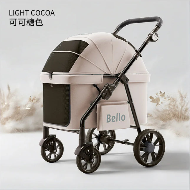Portable 3-Wheel Pet Stroller - Foldable Dog & Cat Jogger with Storage Basket