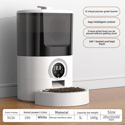 Smart Dual-Bowl Automatic Pet Feeder - Timer & App Control, Anti-Theft Design for Cats & Dogs
