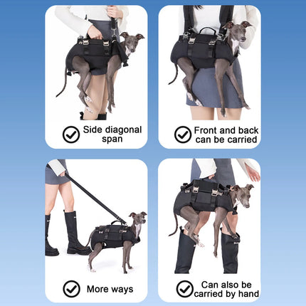 Spine-Friendly Horizontal Dog Backpack Carrier - 3-Way Carry, Breathable Oxford, Medium to Large Dogs