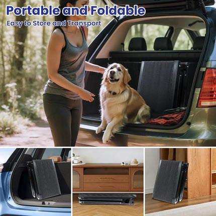 Folding Dog Ramp for Car - Extra Long Non-Slip Ramp for Large Dogs, Supports up to 250lbs