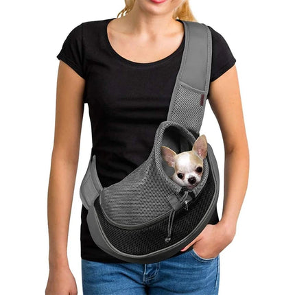 Hands-Free Pet Sling Carrier - S/L, Safety Hook, Large Zipper Pocket, Breathable Mesh, Fuchsia/Red/Black/Blue