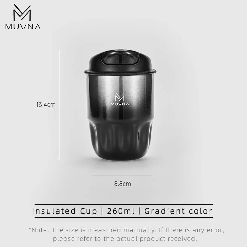 IN Stock MUVNA Coffee Insulated Cup, 260ML/450ML Outdoor Portable Ice Cup Travel Coffee Mug Spill Proof with Lid Car Thermos Cup