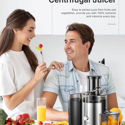 Juicer Machine, 800W Centrifugal Juicer Extractor with Wide Mouth 3” Feed Chute for Fruit Vegetable, Easy to Clean, Stainle