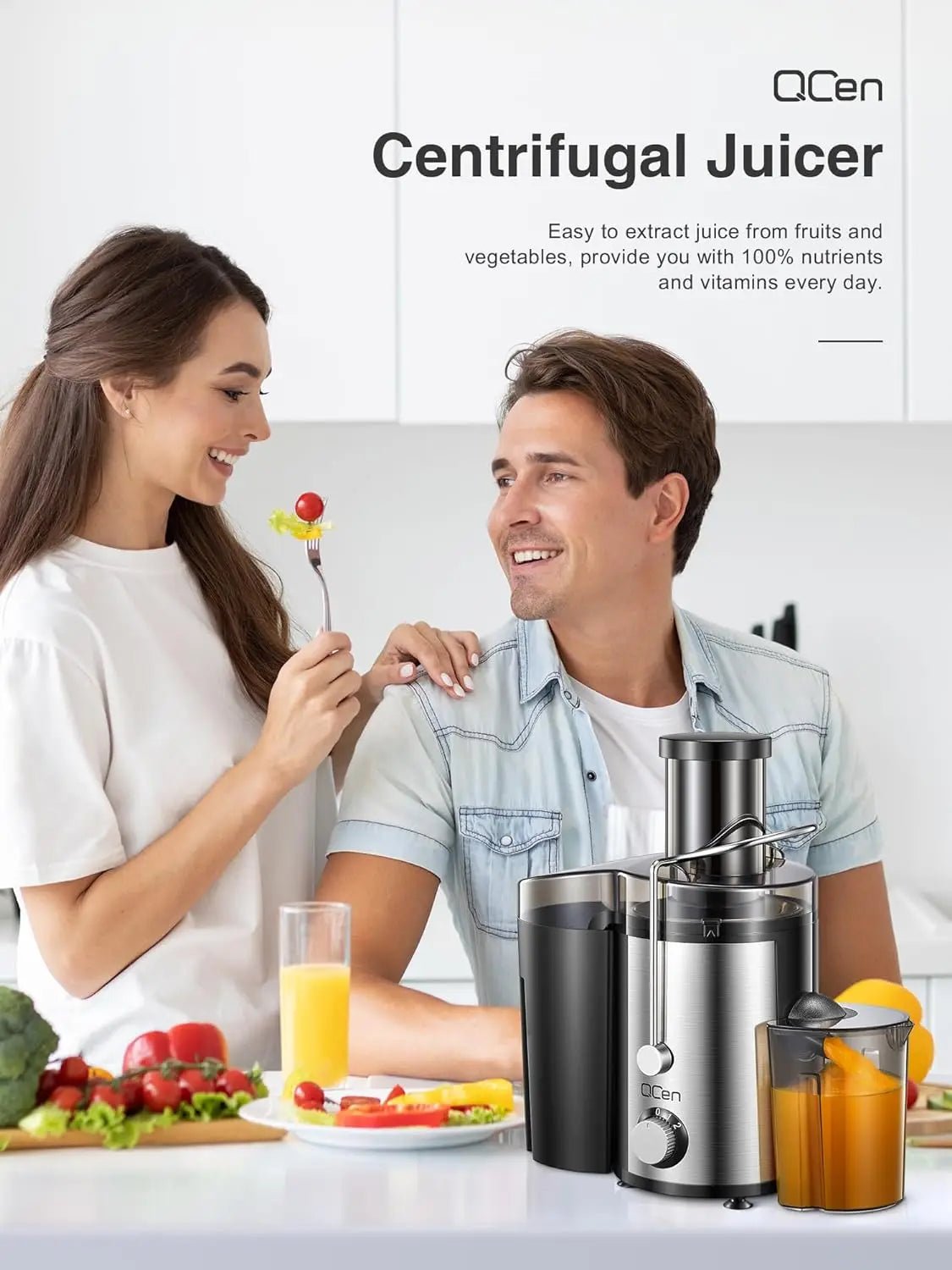 Juicer Machine, 800W Centrifugal Juicer Extractor with Wide Mouth 3” Feed Chute for Fruit Vegetable, Easy to Clean, Stainle