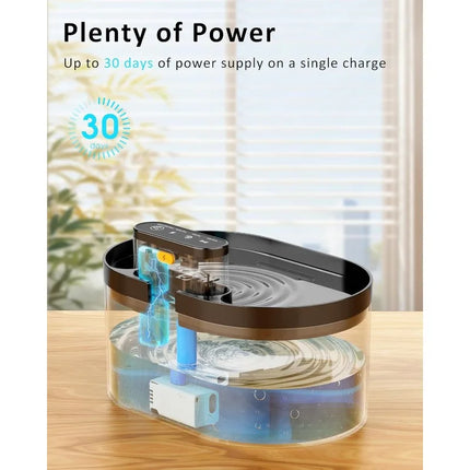 2.2L Wireless Rechargeable Cat Water Fountain - Motion Sensor, 3 Flow Modes, 4-Layer Filter