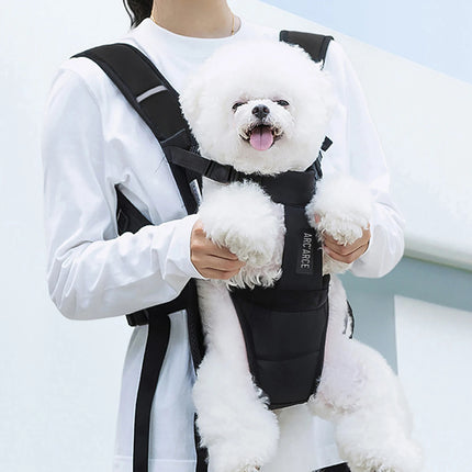 Polyester Pet Backpack Carrier with Chest Strap - S/M/L, up to 25kg, All Seasons, Black