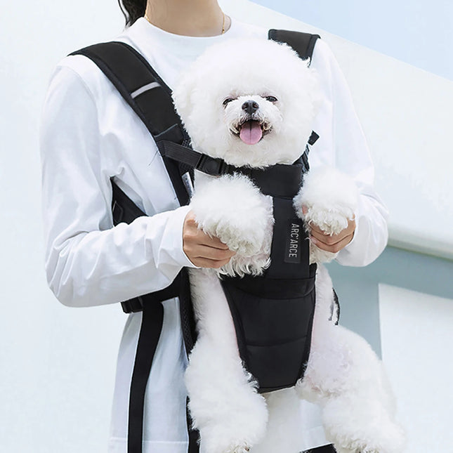 Polyester Pet Backpack Carrier with Chest Strap - S/M/L, up to 25kg, All Seasons, Black