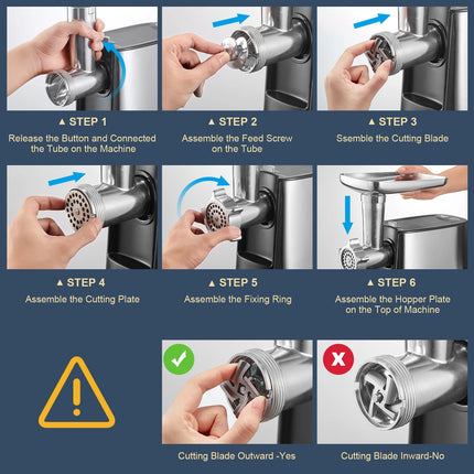 Electric Meat Grinder, Heavy Duty Meat Mincer, Sausage Stuffer Maker, Food Grinder with Sausage & Kubbe Kit, 2 Grinder Plates