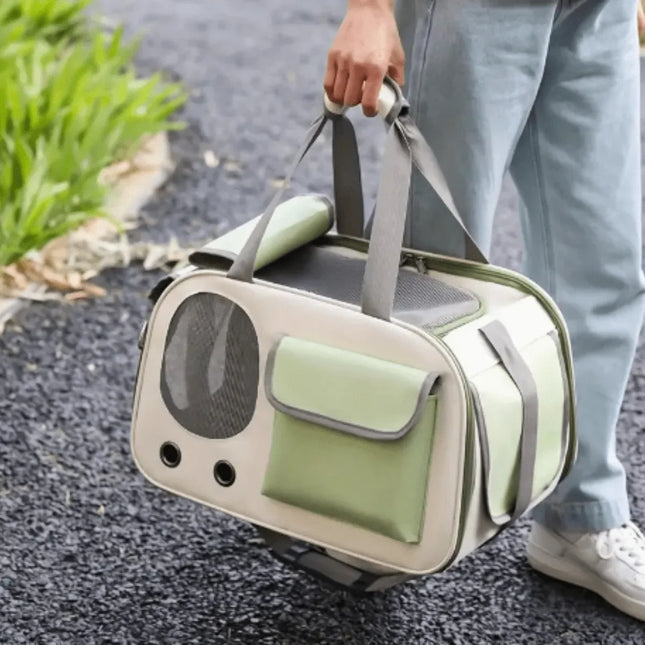 Oxford Pet Carrier Bag - Portable Travel Bag for Cats & Dogs, up to 14lbs, Green/Yellow/Black