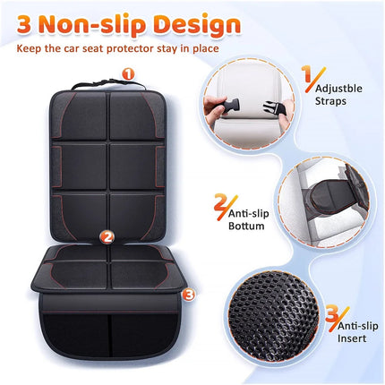 Car Seat Protector for Kids & Pets - 5-Layer Non-Slip Pad with Storage Pockets, Universal Fit