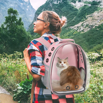 Airline Approved Cat Carrier Backpack - 36x26x40cm, up to 8kg, 9 Vents, Pink/Gray/Black