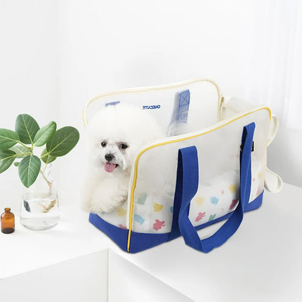 Breathable Nylon Pet Carrier Backpack - up to 6kg, Bag + Mat Options, Blue/Gray