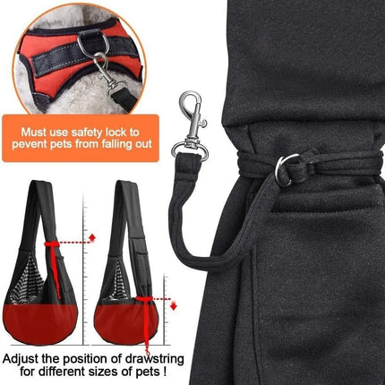 Premium Puppy Sling Carrier - up to 10lb, Safety Buckle, Front Pocket, Gray/Black/Other Style