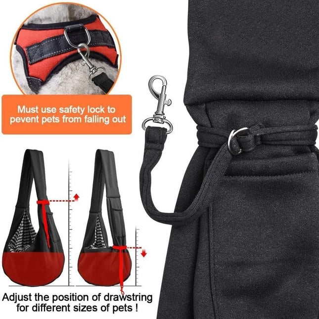 Premium Puppy Sling Carrier - up to 10lb, Safety Buckle, Front Pocket, Gray/Black/Other Style