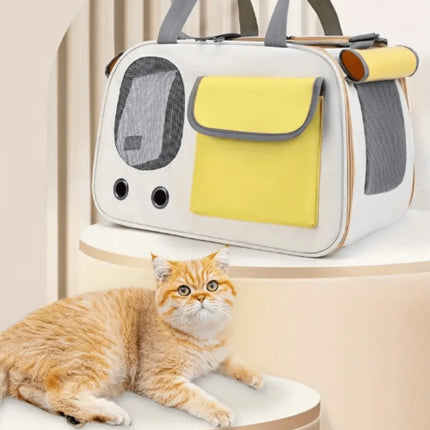 Oxford Pet Carrier Bag - Portable Travel Bag for Cats & Dogs, up to 14lbs, Green/Yellow/Black