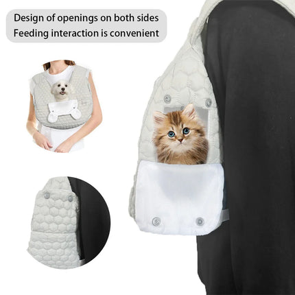 Portable Pet Chest Backpack - Travel Carrier for Cats & Dogs, Gray/White
