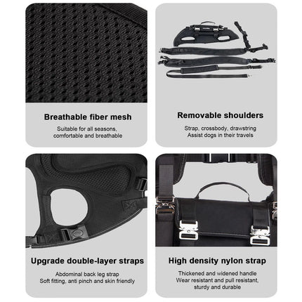 Spine-Friendly Horizontal Dog Backpack Carrier - 3-Way Carry, Breathable Oxford, Medium to Large Dogs