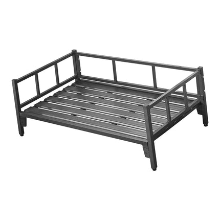 Elevated Dog Bed with Rails - Adjustable Height Metal Frame, Non-Slip Feet, 60x40cm